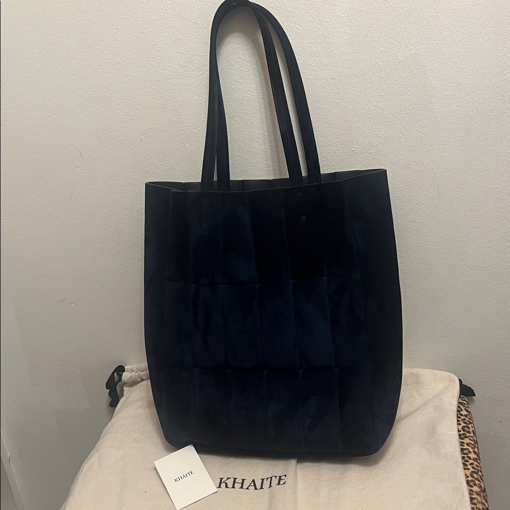 Khaite Zoe Patchwork Tote (Navy Blue)